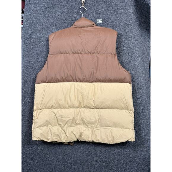 prAna Timber Trail Vest Mens XL Brown Tan Shire Colorblock Down Puffer Outdoor - Picture 2 of 6